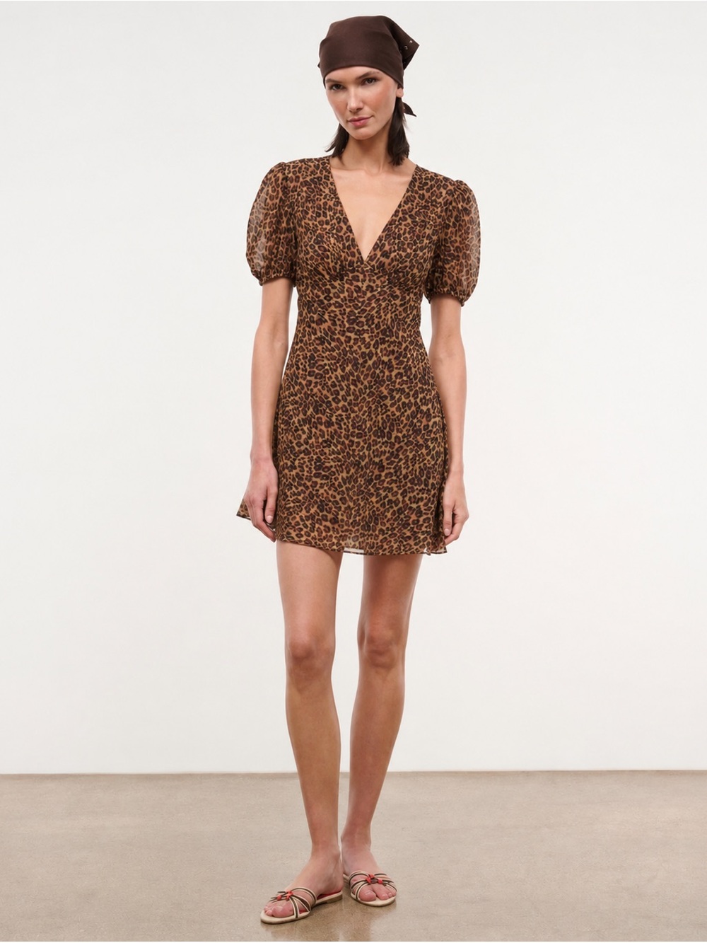 NWT STAUD Mini Milla animal print puff sleeve mini dress size 4